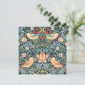 Niedliche Vögel, Erdbeerdiebstahl Vintage Kunst Einladung (Stehend Vorderseite)