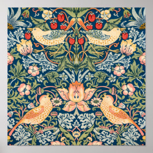 Niedliche Vögel, Erdbeeren Diebe Vintage Kunst Poster