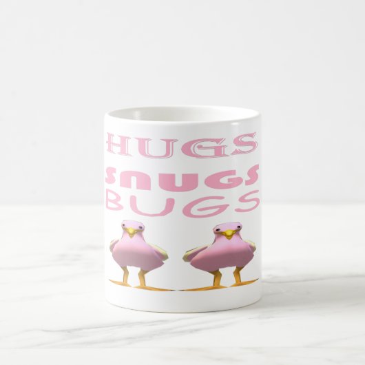 Niedliche Vögel färben rosa mit Liebe Kaffeetasse (Mittel)