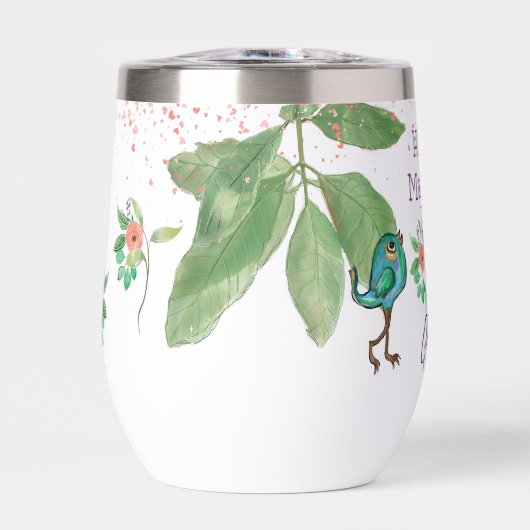 Niedliche Vögel, Flora und Typografie (Vorderseite)