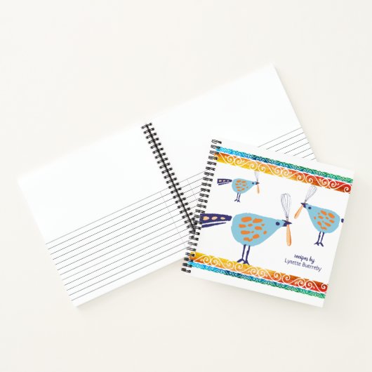 Niedliche Vögel flüstern personalisiertes Kochbuch Notizblock (Innenseite)