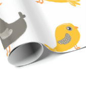 Niedliche Vögel - gelb und grau Geschenkpapier (Rolleneckpunkt)