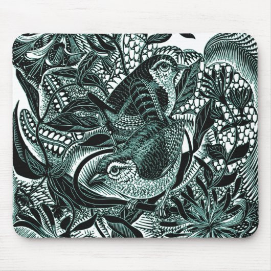 Niedliche Vögel in der Vintagen Forstkunst Mousepad (Vorne)