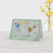 Niedliche Vögel in einer neuen Nachbarschaft Karte (Gelbe Blume)