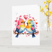 Niedliche Vögel in Liebe BLANK Karte (Gelbe Blume)