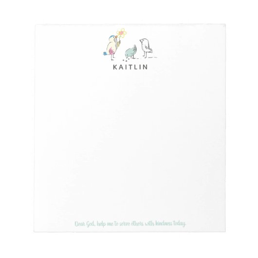 Niedliche Vögel Liebe Gott helfe mir zu dienen Notizblock (Vorderseite)