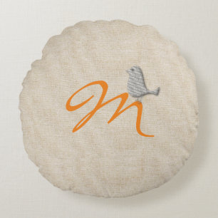 Niedliche Vogel Linse Mit Monogramm Kissen aussehe