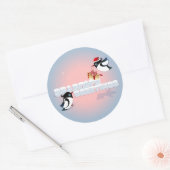 Niedliche Vögel mit Weihnachten Runder Aufkleber (Umschlag)