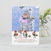 Niedliche Vögel mit Winter kleidet Foto-Karte Einladung (Stehend Vorderseite)