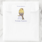 Niedliche Vogel Music geben Wings Quote Buchzeiche Quadratischer Aufkleber (Tasche)