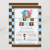 Niedliche Vögel Nest Boys Kinderdusche Einladung (Vorne/Hinten)