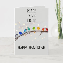 Niedliche Vögel Peace Liebe Light Hanukkah Feiertagskarte