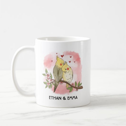 Niedliche Vögel - Personalisierter Valentinstag Kaffeetasse (Links)