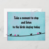 Niedliche Vögel singen Postkarte (Vorne/Hinten)