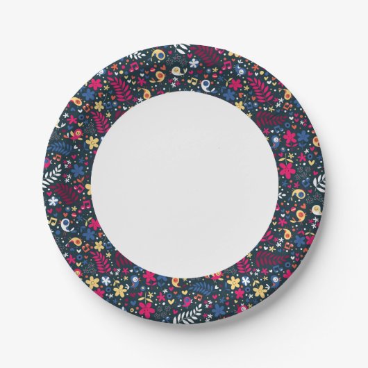 niedliche Vögel und Blume Pappteller (Vorderseite)