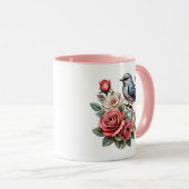 niedliche Vögel und Blume Tasse (VorderseiteRechts)