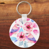 Niedliche Vögel und Hübsche Blume Schlüsselanhänger (Rückseite)