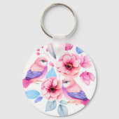 Niedliche Vögel und Hübsche Blume Schlüsselanhänger (Rückseite)