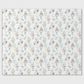 Niedliche Vögel und Snowmen Geschenkpapier (Flach)