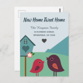 Niedliche Vögel und Vogelhaus Neue Zuhause neue Ad Postkarte (Vorne/Hinten)