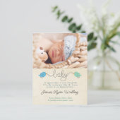 Niedliche Vögel Vielen Dank Hinweis Baby Boy Foto  Postkarte (Stehend Vorderseite)
