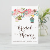 Niedliche Vögel & Vogelhäuser Einladung zur Brautd (Stehend Vorderseite)