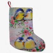 Niedliche Vögel Weihnachten Strumpf mit Individuel Kleiner Weihnachtsstrumpf (Vorderseite)