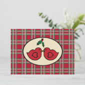 Niedliche Vögel Weihnachtsfeiertage Einladungen (Stehend Vorderseite)