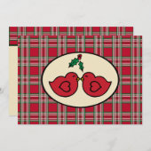 Niedliche Vögel Weihnachtsfeiertage Einladungen (Vorne/Hinten)