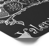 Niedliche Vogelarten Liebe Couple Owl Romance Lini Poster (Ecke)