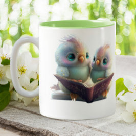 Niedliche Vogelbücher und Personalisierte Brauerei Zweifarbige Tasse