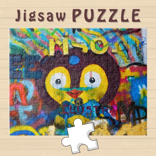 Niedliche Vogelfront am Graffiti-Wall-Foto - Puzzle