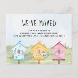 Niedliche Vogelhäuser Ankündigungspostkarte