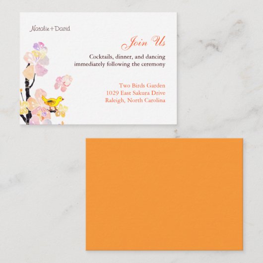 Niedliche Vogelhochzeit Begleitkarte (Vorne/Hinten)