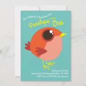 Niedliche Vogelkinder 1. Geburtstag Party Einladung (Vorderseite)