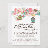 Niedliche Vogellieberhäuser zum Geburtstag Einladu Einladung (Rückseite)