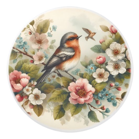 Niedliche Vogelliebhaber Keramikknauf (Vorderseite)