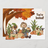 Niedliche Vogelscheuche Herbst Einladung (Vorne/Hinten)