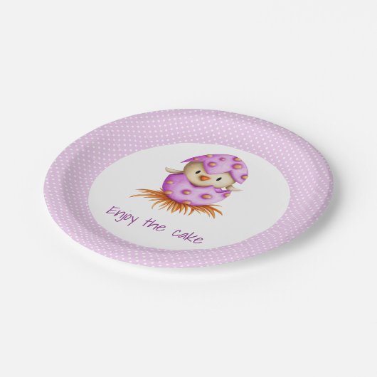 Niedliche Vogelscheuche rosa Pappteller (Schrägansicht)