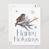 Niedliche Vogelsitze auf einer Kiefernstrasse und  Postkarte (Vorne/Hinten)