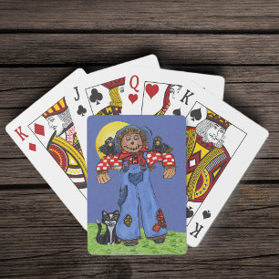 Niedliche Volkskunst Blaue Jeans Vogelscheuche Krä Spielkarten