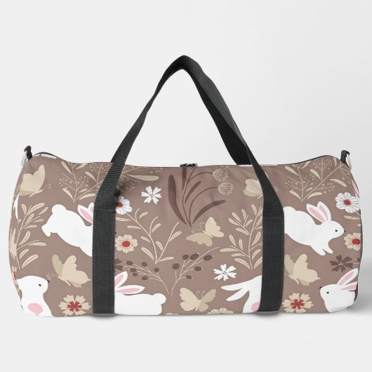 Niedliche Volkskunst Bunny und Blume Duffle Bag (Vorderseite)