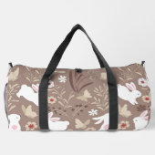 Niedliche Volkskunst Bunny und Blume Duffle Bag (Rückseite)