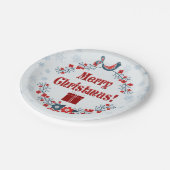 Niedliche Volkskunst frohe Weihnachtsfeier Pappteller (Schrägansicht)