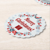 Niedliche Volkskunst frohe Weihnachtsfeier Untersetzer (angewinkelt)