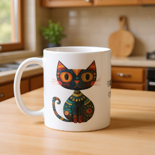 Niedliche Volkskunst-Katze "Ich vergieße nicht. Ic Kaffeetasse