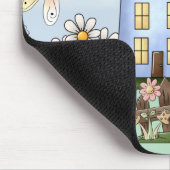 Niedliche Volkslandhaus-und Pfosten-Zaun-Kunst Mousepad (Ecke)