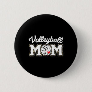 Niedliche Volleyball Mama Leopard Print Mütter Tag Button