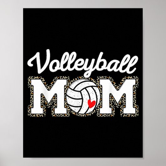 Niedliche Volleyball Mama Leopard Print Mütter Tag Poster (Vorne)