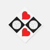 Niedliche Volleyballs & Herz Party Napkins Serviette (Ecke)